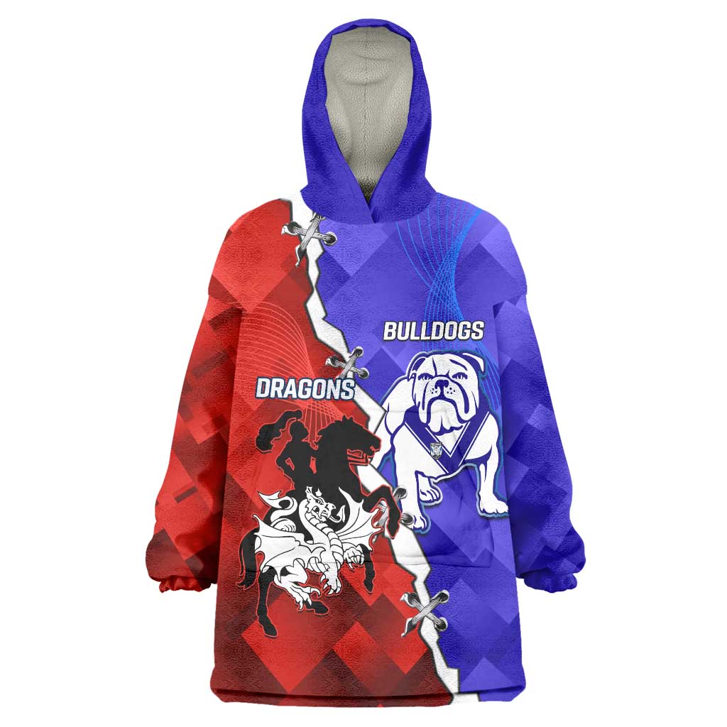 Custom Bulldogs And Dragons Rugby 2025 Wearable Blanket Hoodie Dynamic Style
