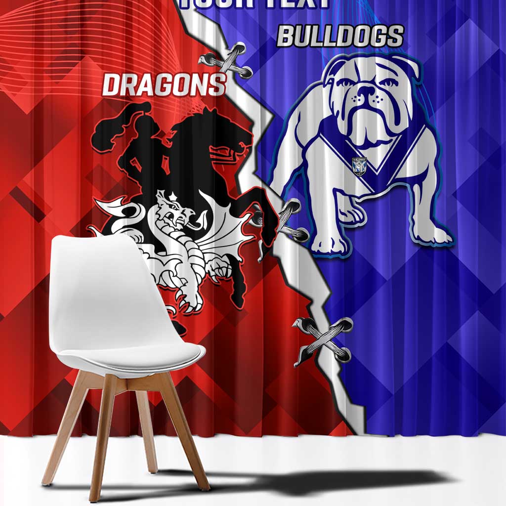 Custom Bulldogs And Dragons Rugby 2025 Window Curtain Dynamic Style