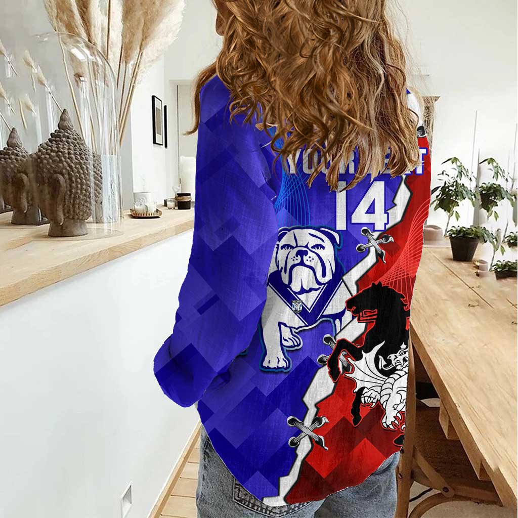 Custom Bulldogs And Dragons Rugby 2025 Women Casual Shirt Dynamic Style