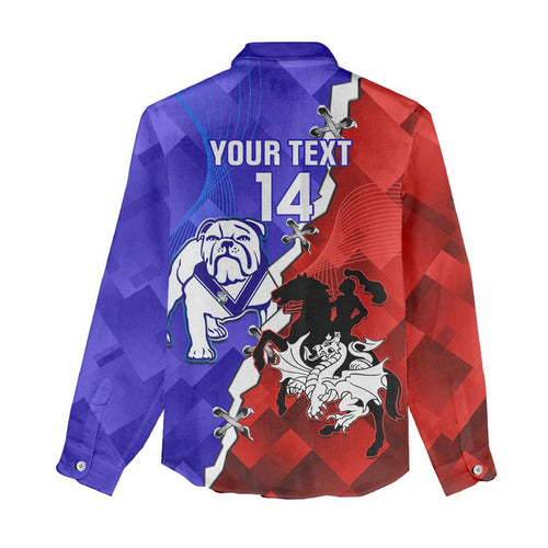 Custom Bulldogs And Dragons Rugby 2025 Women Casual Shirt Dynamic Style