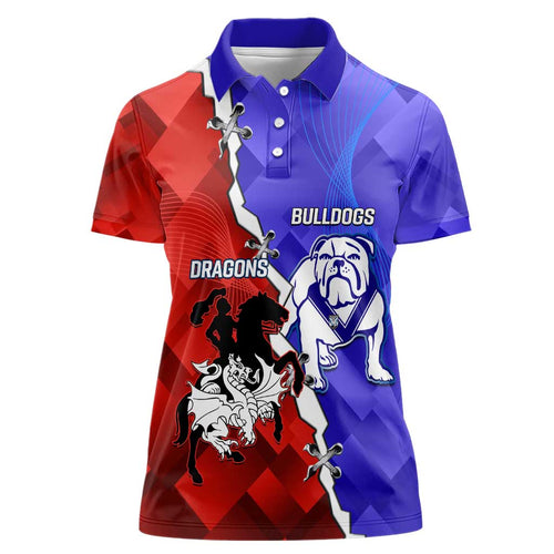 Custom Bulldogs And Dragons Rugby 2025 Women Polo Shirt Dynamic Style