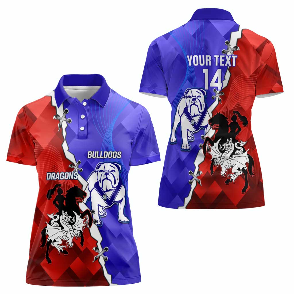 Custom Bulldogs And Dragons Rugby 2025 Women Polo Shirt Dynamic Style