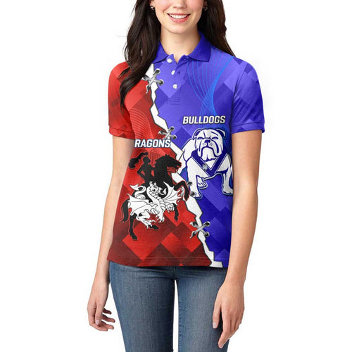 Custom Bulldogs And Dragons Rugby 2025 Women Polo Shirt Dynamic Style