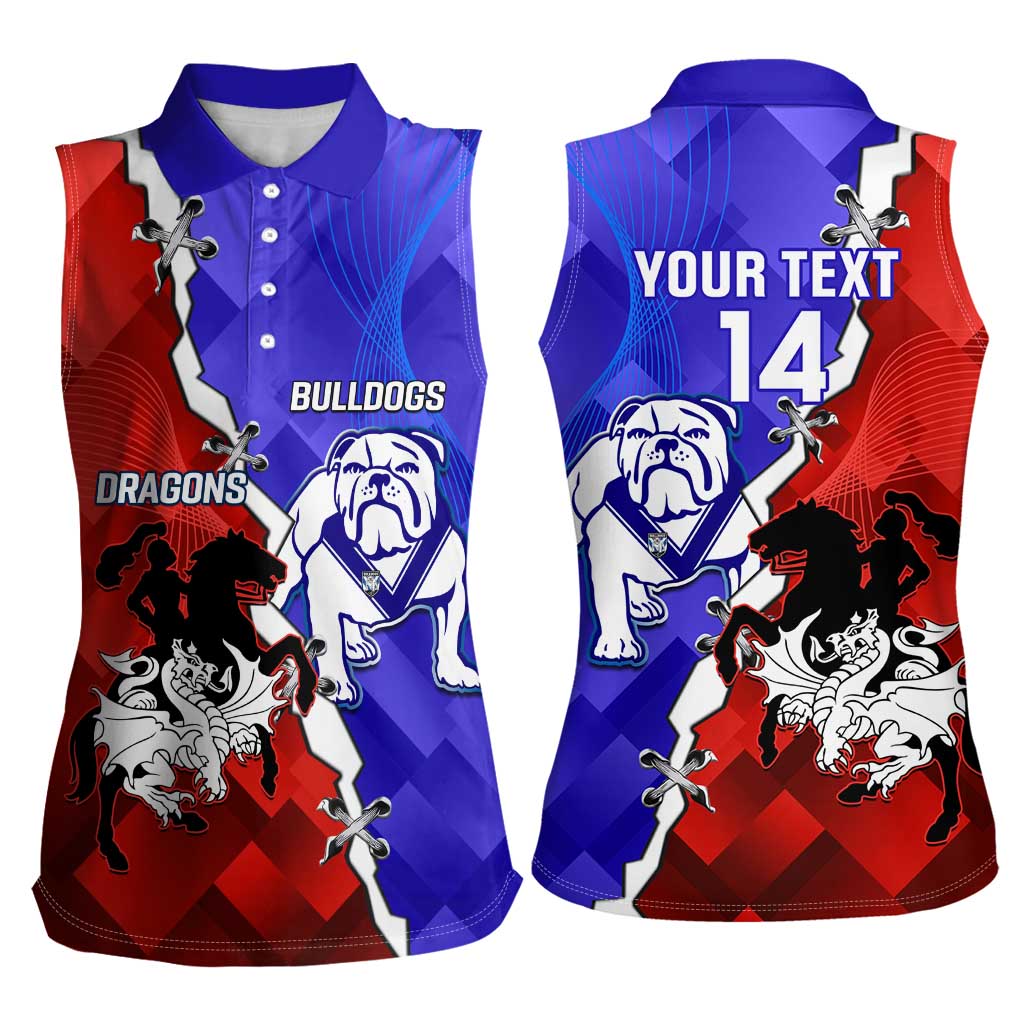 Custom Bulldogs And Dragons Rugby 2025 Women Sleeveless Polo Shirt Dynamic Style