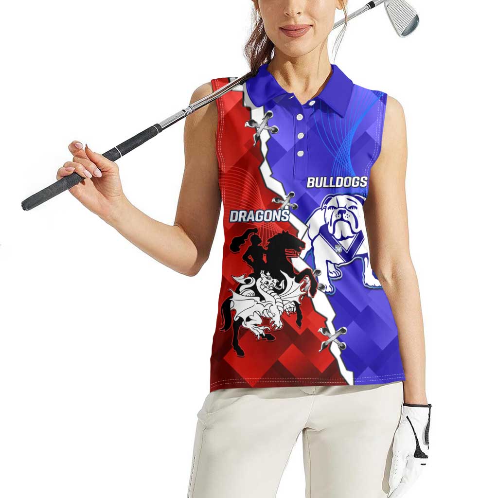 Custom Bulldogs And Dragons Rugby 2025 Women Sleeveless Polo Shirt Dynamic Style