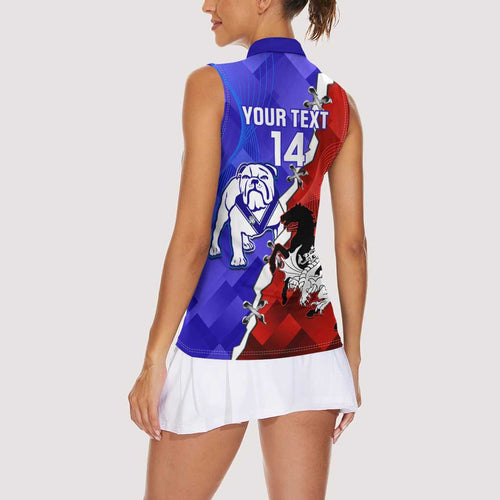 Custom Bulldogs And Dragons Rugby 2025 Women Sleeveless Polo Shirt Dynamic Style