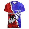 Custom Bulldogs And Dragons Rugby 2025 Women V-Neck T-Shirt Dynamic Style