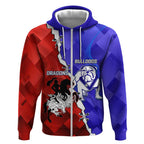 Custom Bulldogs And Dragons Rugby 2025 Zip Hoodie Dynamic Style