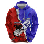 Custom Bulldogs And Dragons Rugby 2025 Zip Hoodie Dynamic Style