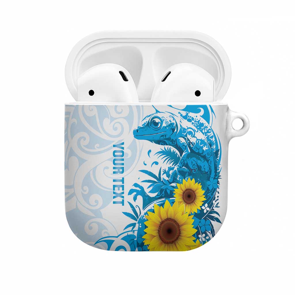 New Zealand Autism Awareness Month AirPods Case Takiwatanga Maori Lizard With Sunflower - Aussie Hoodie