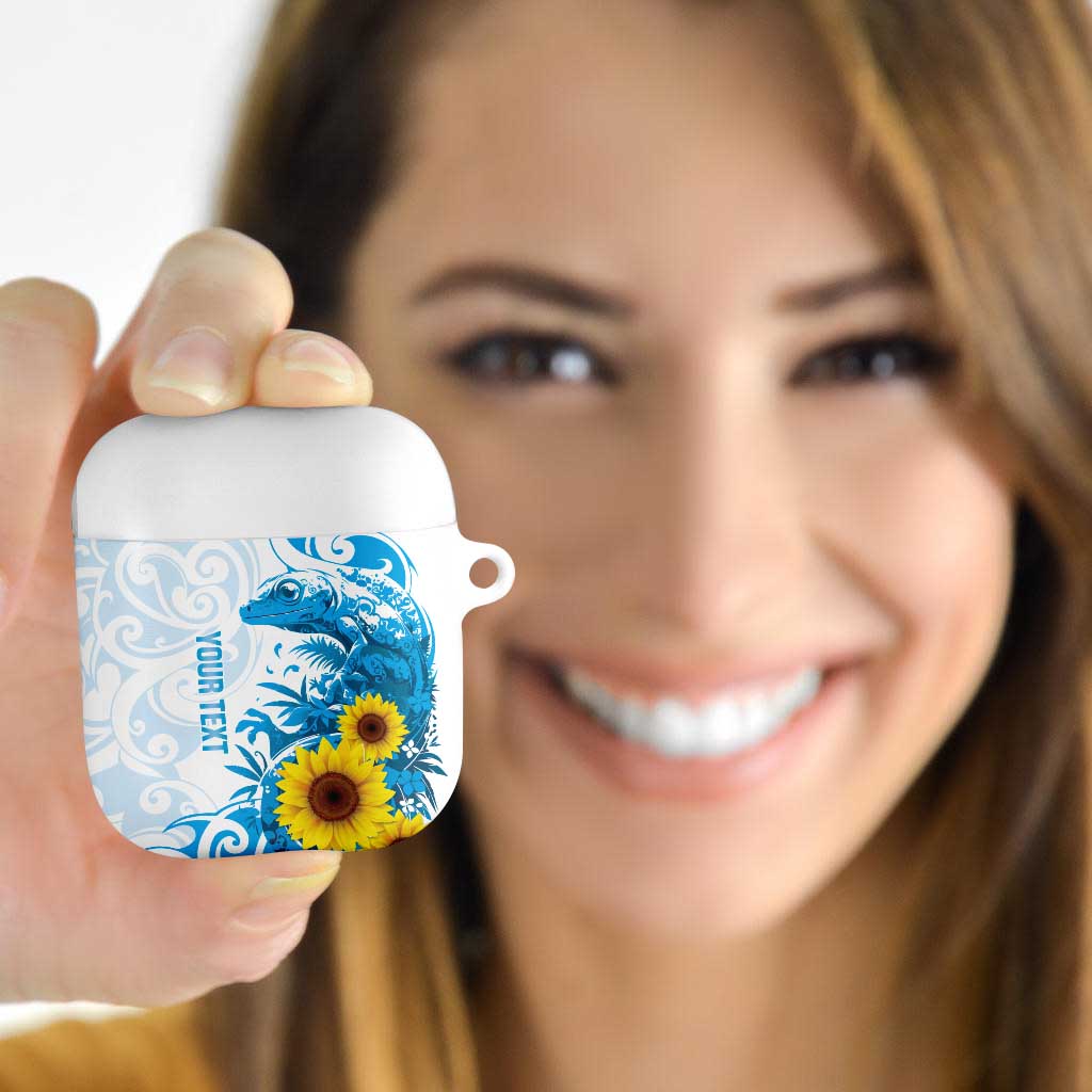 New Zealand Autism Awareness Month AirPods Case Takiwatanga Maori Lizard With Sunflower - Aussie Hoodie
