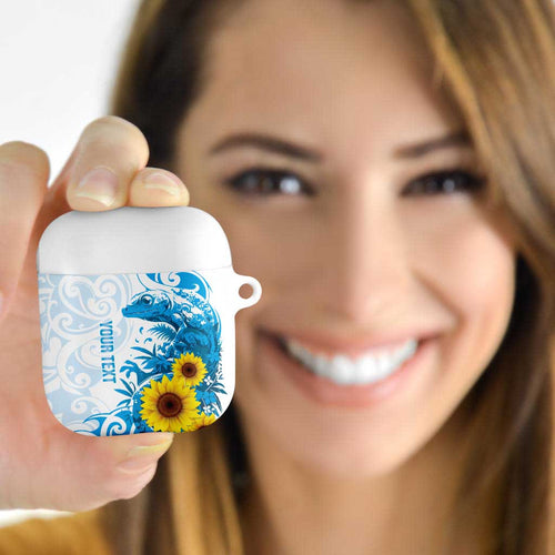New Zealand Autism Awareness Month AirPods Case Takiwatanga Maori Lizard With Sunflower - Aussie Hoodie