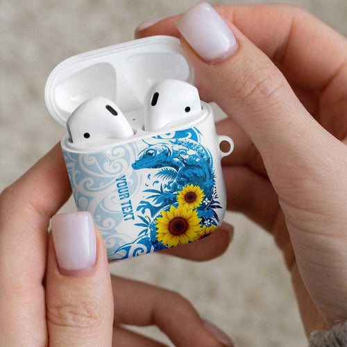 New Zealand Autism Awareness Month AirPods Case Takiwatanga Maori Lizard With Sunflower - Aussie Hoodie