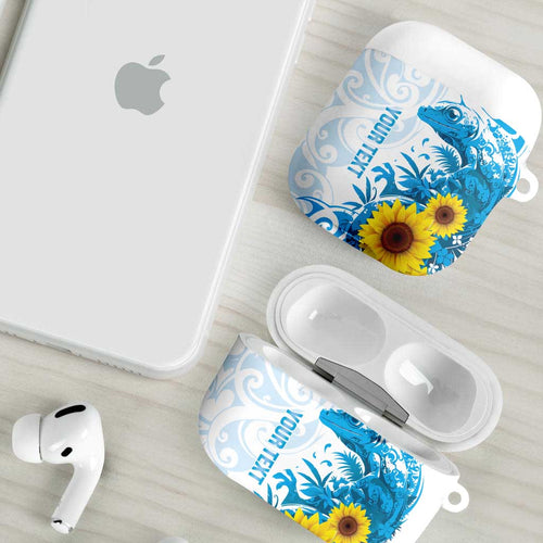 New Zealand Autism Awareness Month AirPods Case Takiwatanga Maori Lizard With Sunflower - Aussie Hoodie