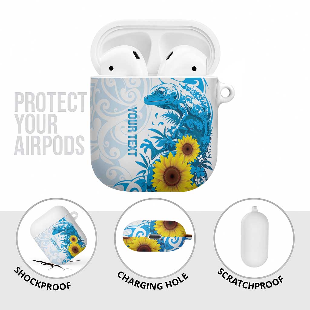 New Zealand Autism Awareness Month AirPods Case Takiwatanga Maori Lizard With Sunflower - Aussie Hoodie
