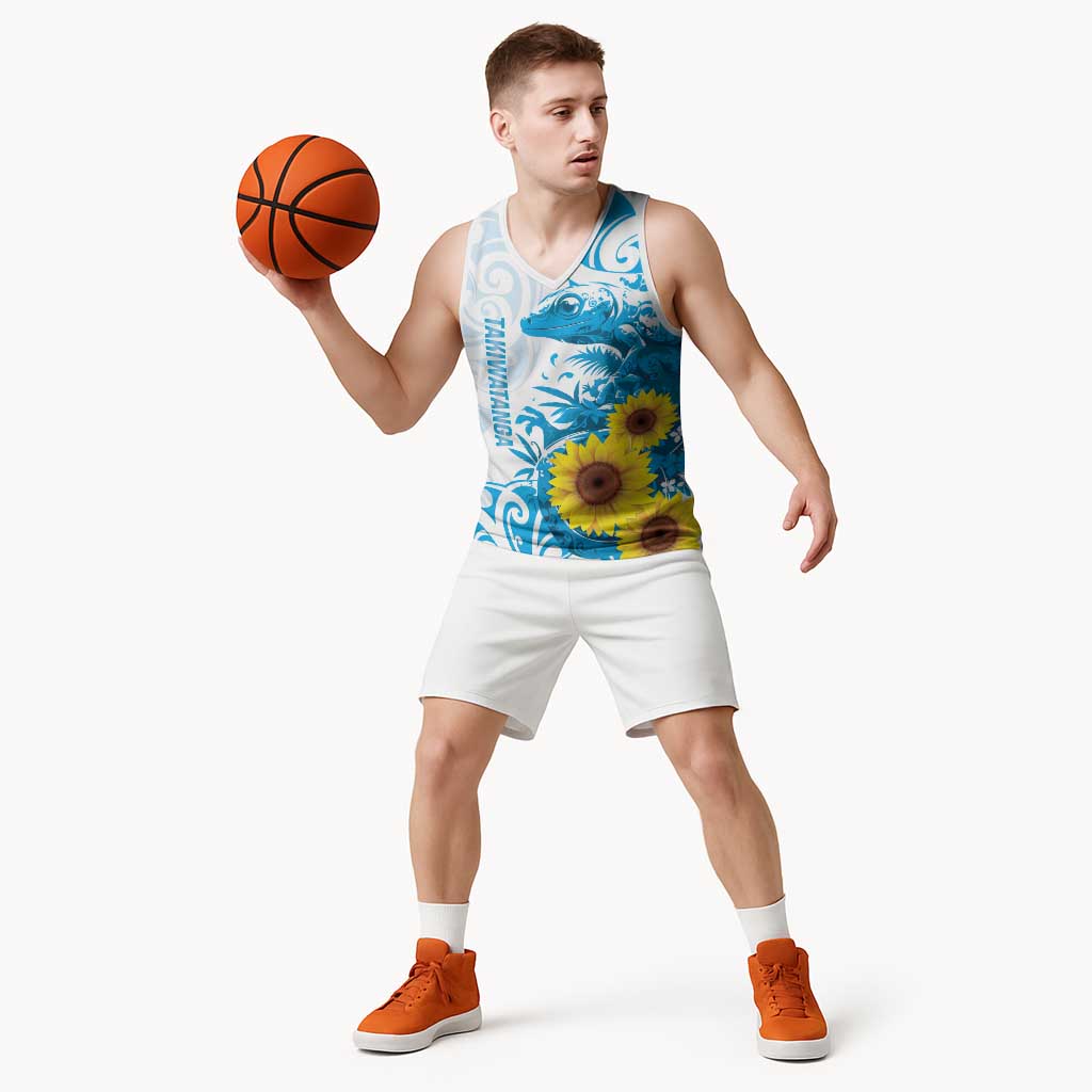 New Zealand Autism Awareness Month Basketball Jersey Takiwatanga Maori Lizard With Sunflower - Aussie Hoodie