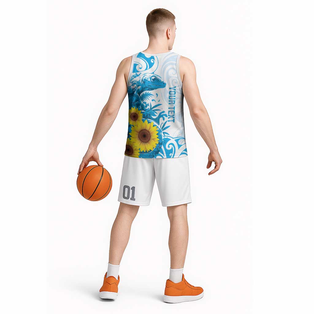 New Zealand Autism Awareness Month Basketball Jersey Takiwatanga Maori Lizard With Sunflower - Aussie Hoodie