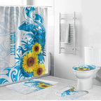 New Zealand Autism Awareness Month Bathroom Set Takiwatanga Maori Lizard With Sunflower - Aussie Hoodie