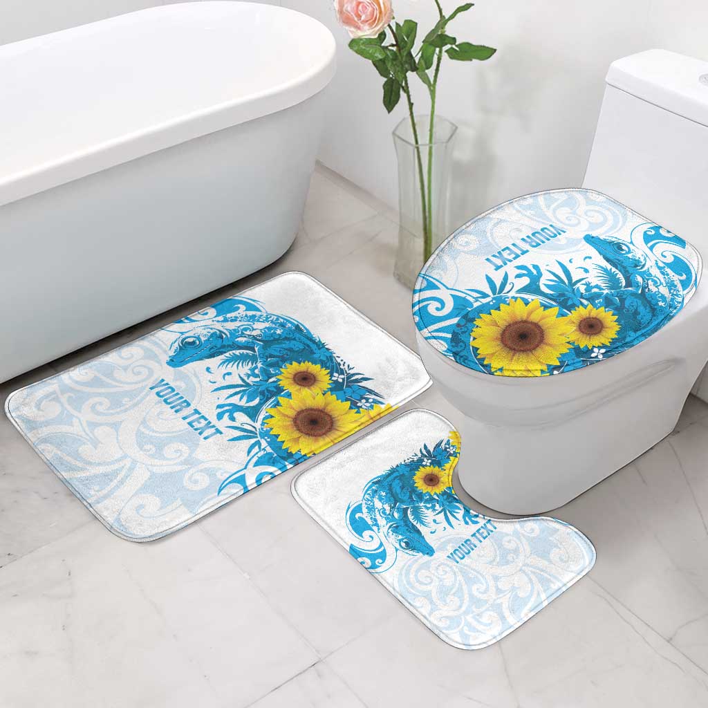 New Zealand Autism Awareness Month Bathroom Set Takiwatanga Maori Lizard With Sunflower - Aussie Hoodie