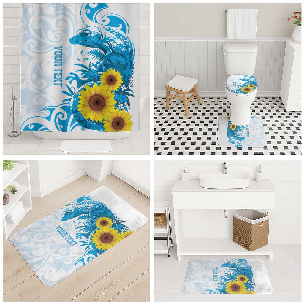 New Zealand Autism Awareness Month Bathroom Set Takiwatanga Maori Lizard With Sunflower - Aussie Hoodie