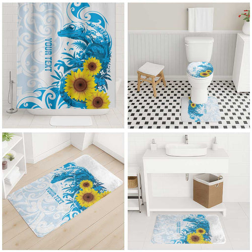 New Zealand Autism Awareness Month Bathroom Set Takiwatanga Maori Lizard With Sunflower - Aussie Hoodie