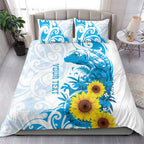 New Zealand Autism Awareness Month Bedding Set Takiwatanga Maori Lizard With Sunflower