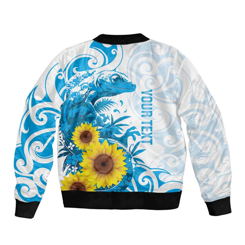 New Zealand Autism Awareness Month Bomber Jacket Takiwatanga Maori Lizard With Sunflower