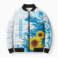New Zealand Autism Awareness Month Bomber Puffer Jacket Takiwatanga Maori Lizard With Sunflower - Aussie Hoodie