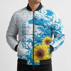 New Zealand Autism Awareness Month Bomber Puffer Jacket Takiwatanga Maori Lizard With Sunflower - Aussie Hoodie