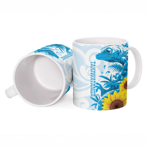 New Zealand Autism Awareness Month Ceramic Mug Takiwatanga Maori Lizard With Sunflower - Aussie Hoodie