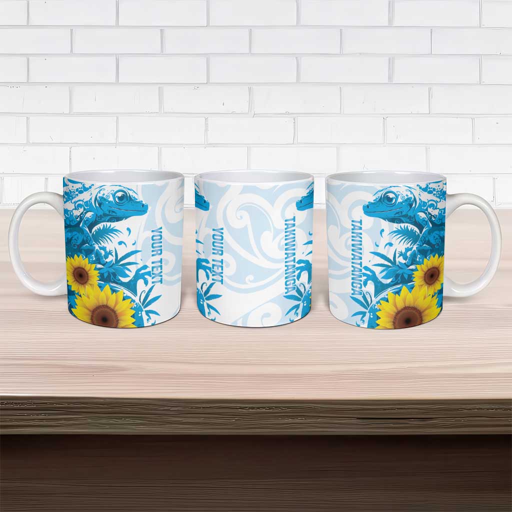 New Zealand Autism Awareness Month Ceramic Mug Takiwatanga Maori Lizard With Sunflower - Aussie Hoodie