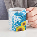 New Zealand Autism Awareness Month Ceramic Mug Takiwatanga Maori Lizard With Sunflower - Aussie Hoodie