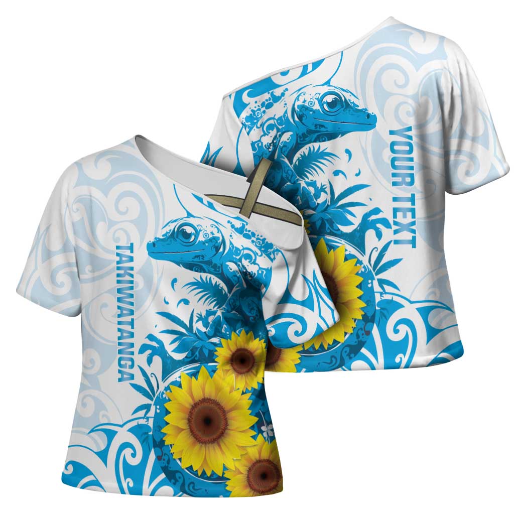 New Zealand Autism Awareness Month Cross Shoulder Shirt Takiwatanga Maori Lizard With Sunflower - Aussie Hoodie