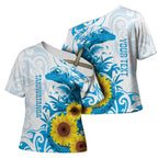 New Zealand Autism Awareness Month Cross Shoulder Shirt Takiwatanga Maori Lizard With Sunflower - Aussie Hoodie