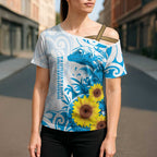 New Zealand Autism Awareness Month Cross Shoulder Shirt Takiwatanga Maori Lizard With Sunflower - Aussie Hoodie