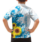 New Zealand Autism Awareness Month Family Matching Off Shoulder Maxi Dress and Hawaiian Shirt Takiwatanga Maori Lizard With Sunflower