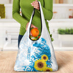 New Zealand Autism Awareness Month Grocery Bag Takiwatanga Maori Lizard With Sunflower