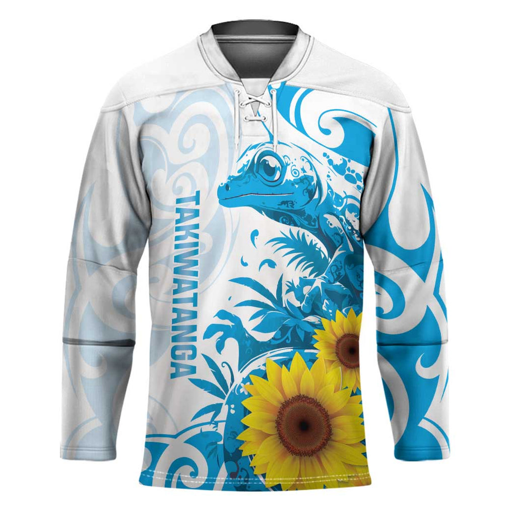 New Zealand Autism Awareness Month Hockey Jersey Takiwatanga Maori Lizard With Sunflower - Aussie Hoodie