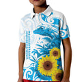 New Zealand Autism Awareness Month Kid Polo Shirt Takiwatanga Maori Lizard With Sunflower