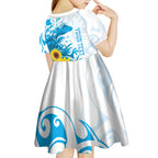 New Zealand Autism Awareness Month Kid Short Sleeve Dress Takiwatanga Maori Lizard With Sunflower