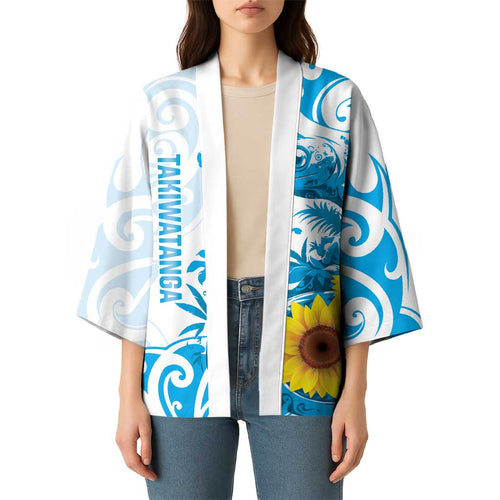 New Zealand Autism Awareness Month Kimono Takiwatanga Maori Lizard With Sunflower - Aussie Hoodie