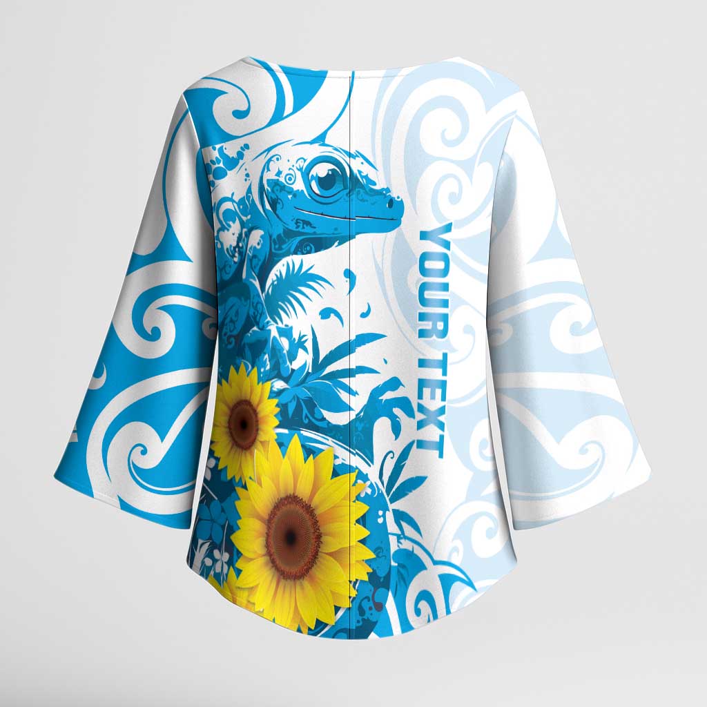 New Zealand Autism Awareness Month Kimono Sleeve Blouse Takiwatanga Maori Lizard With Sunflower - Aussie Hoodie