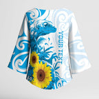 New Zealand Autism Awareness Month Kimono Sleeve Blouse Takiwatanga Maori Lizard With Sunflower - Aussie Hoodie