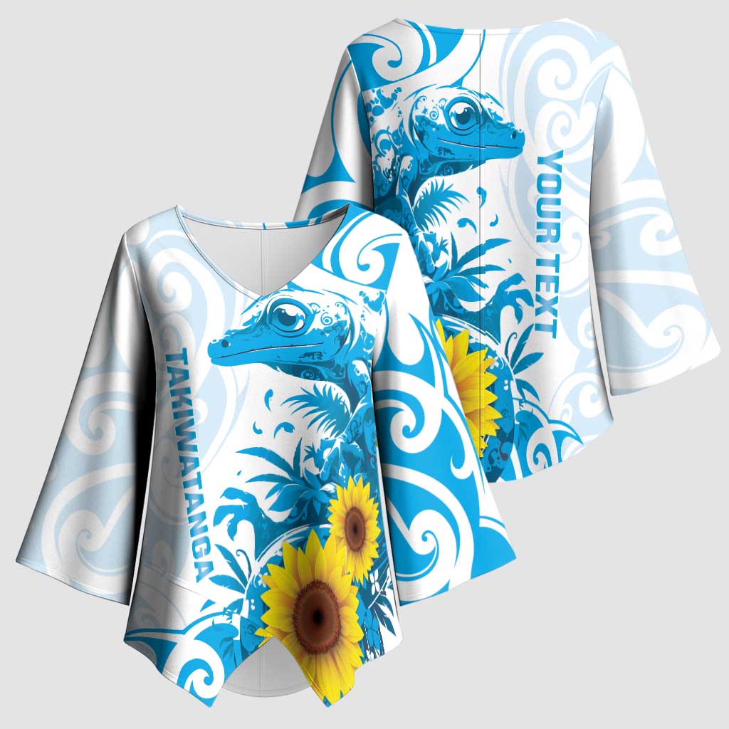 New Zealand Autism Awareness Month Kimono Sleeve Blouse Takiwatanga Maori Lizard With Sunflower - Aussie Hoodie