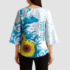 New Zealand Autism Awareness Month Kimono Sleeve Blouse Takiwatanga Maori Lizard With Sunflower - Aussie Hoodie