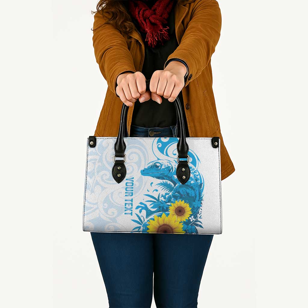 New Zealand Autism Awareness Month Leather Bag Takiwatanga Maori Lizard With Sunflower - Aussie Hoodie