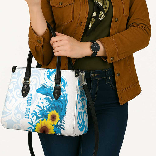 New Zealand Autism Awareness Month Leather Bag Takiwatanga Maori Lizard With Sunflower - Aussie Hoodie