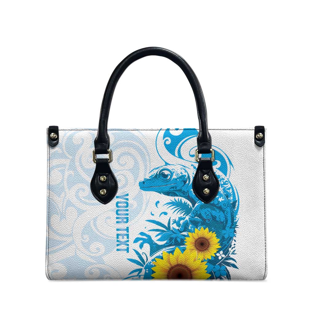 New Zealand Autism Awareness Month Leather Bag Takiwatanga Maori Lizard With Sunflower - Aussie Hoodie