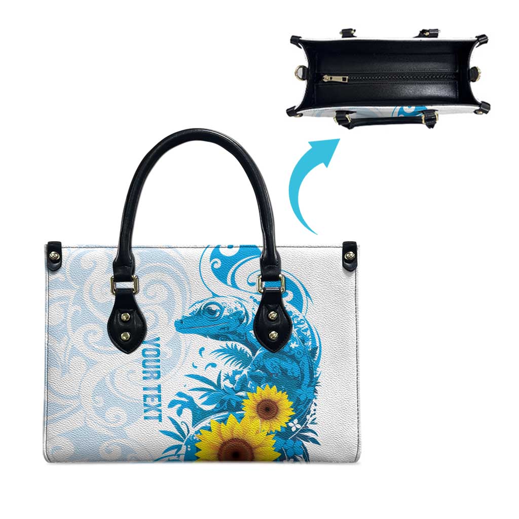New Zealand Autism Awareness Month Leather Bag Takiwatanga Maori Lizard With Sunflower - Aussie Hoodie