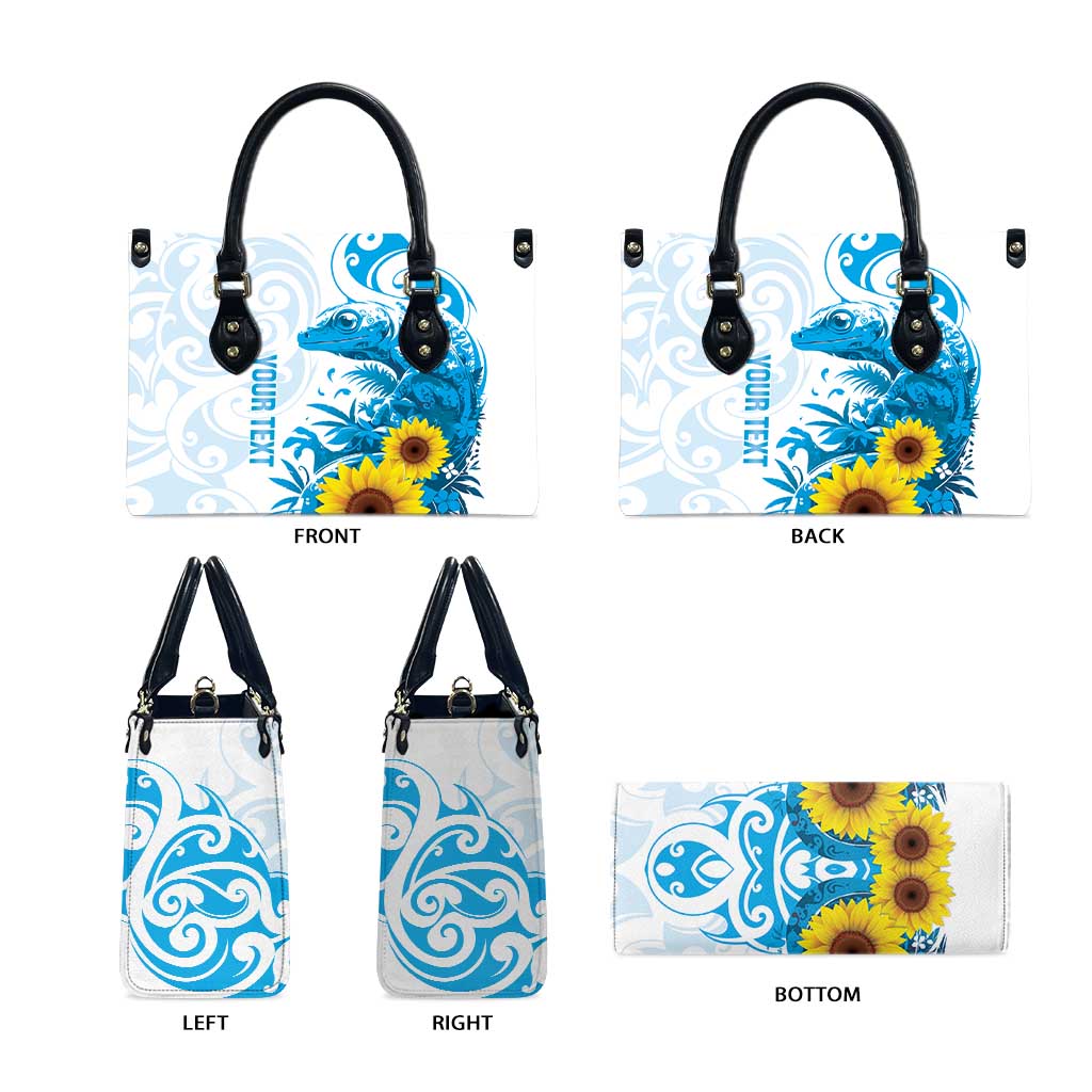 New Zealand Autism Awareness Month Leather Bag Takiwatanga Maori Lizard With Sunflower - Aussie Hoodie